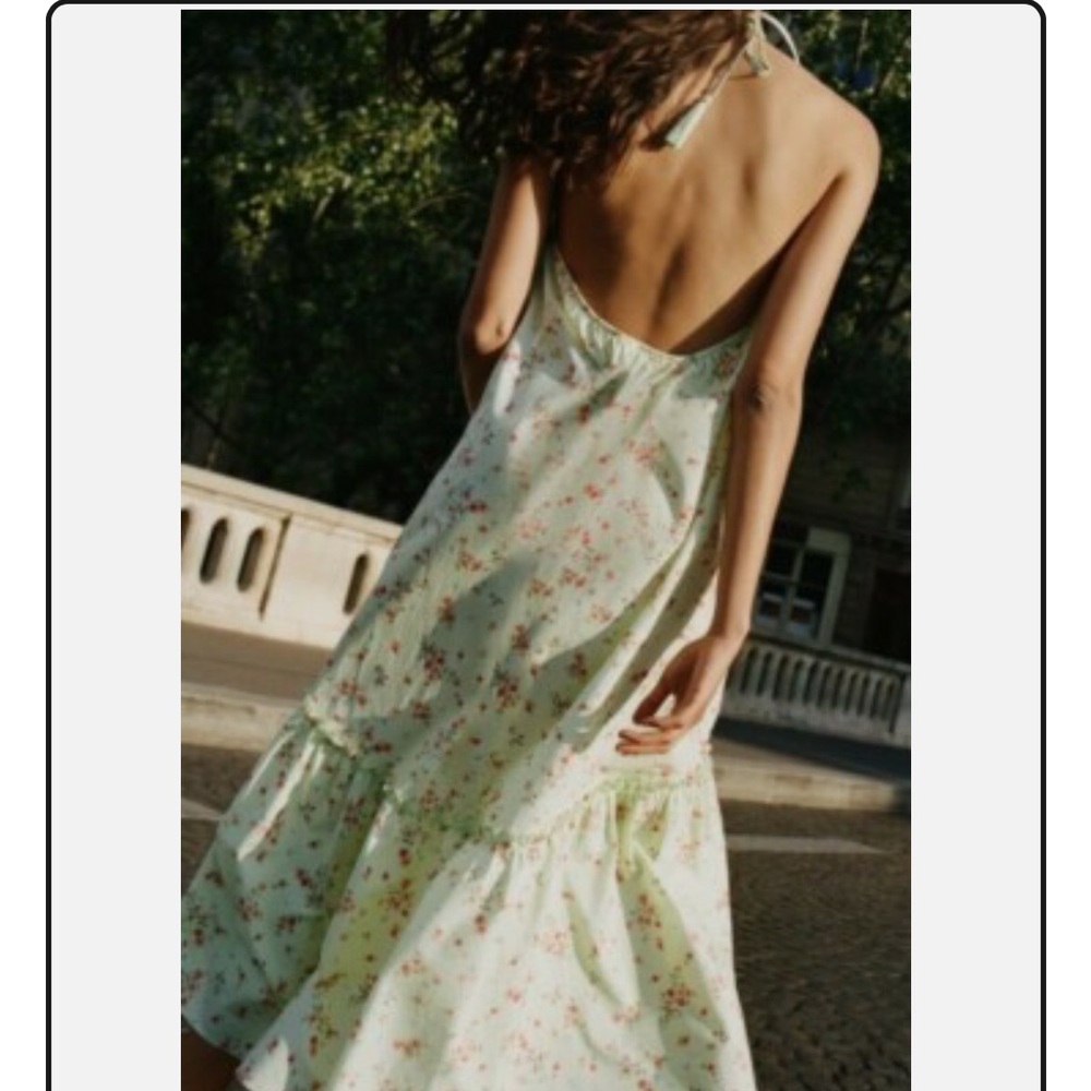 Zara Floral Halter Maxi Dress small or medium large